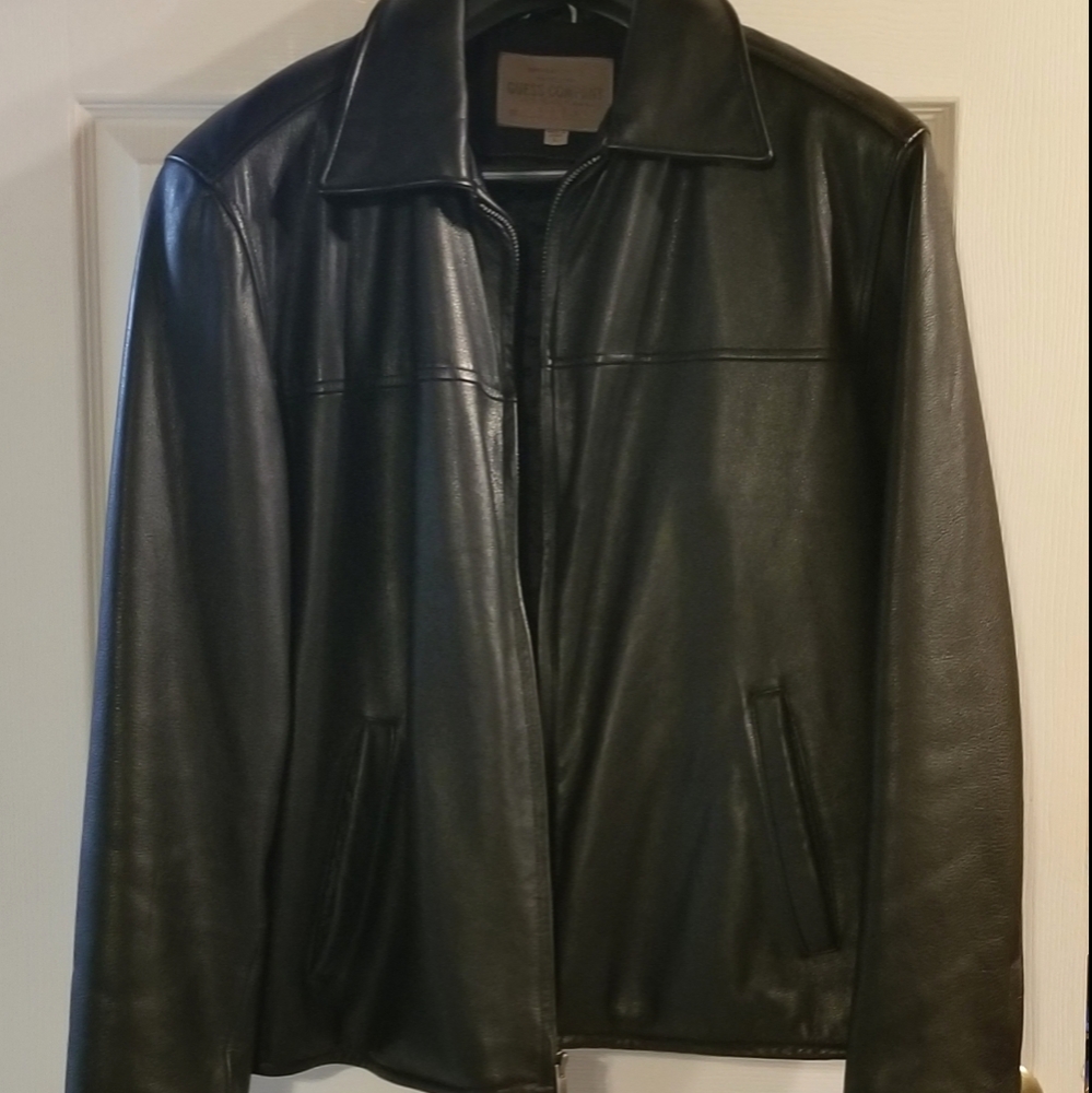 Guess Mens Leather Coat/Jacket Black L
